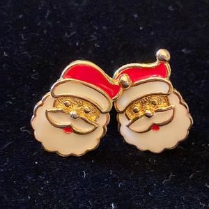Vintage metal painted Santa earrings